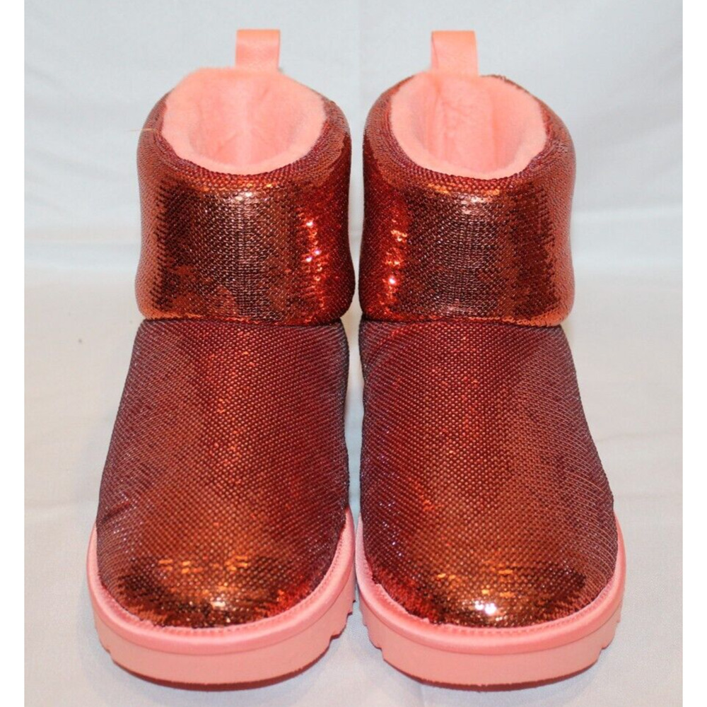 UGG CLASSIC MINI MIRROR BALL STARFISH PINK SEQUIN SUEDE WOMEN'S‎ BOOTS NIB - Picture 6 of 8